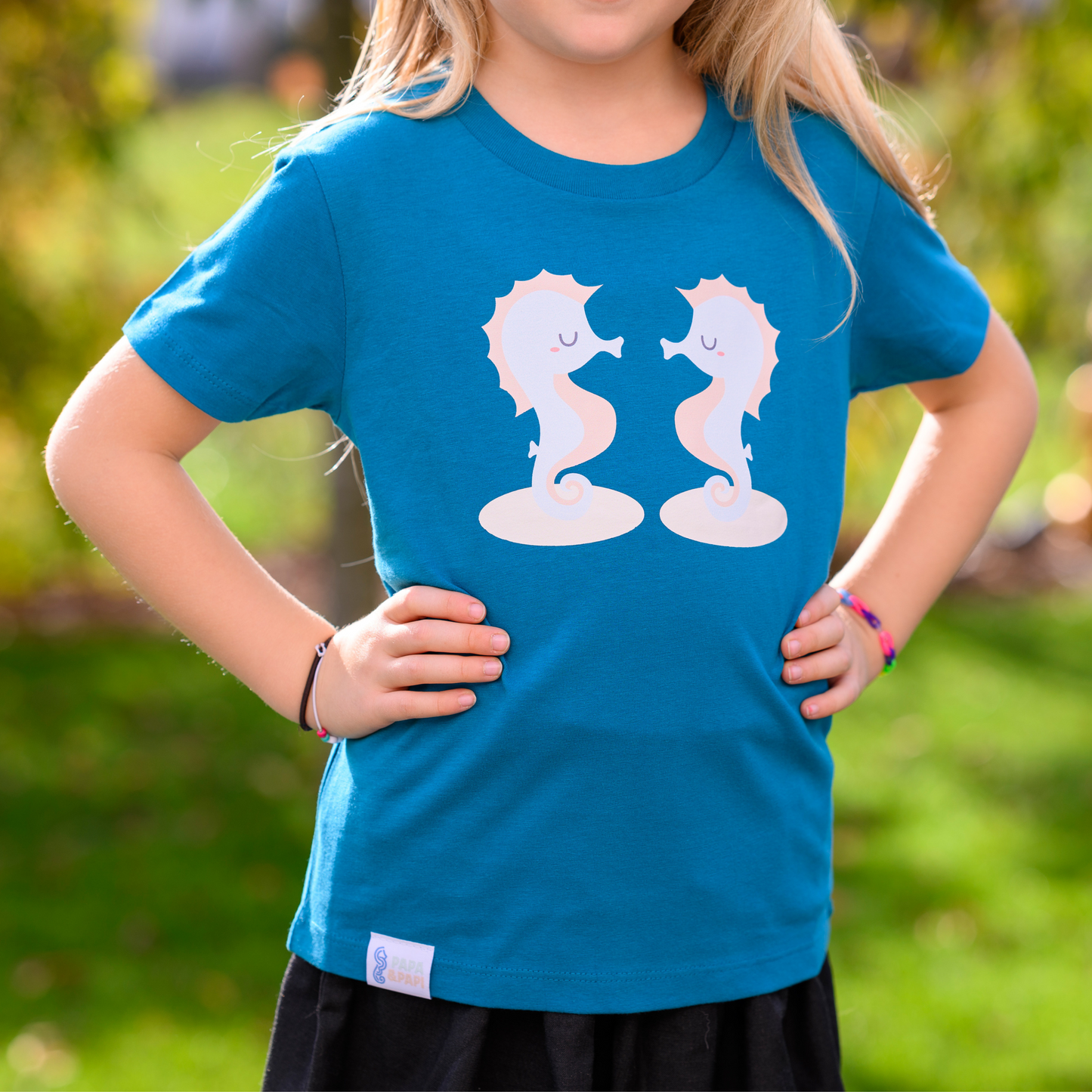 T-Shirt küssende Seepferdchen für Kinder