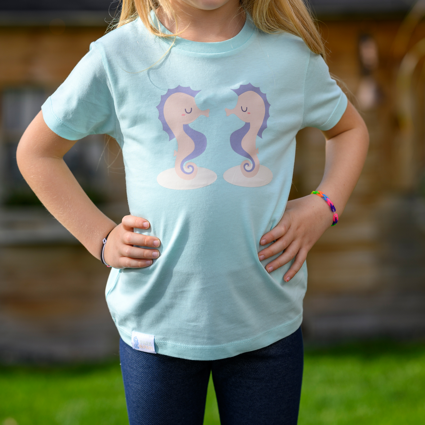 T-Shirt küssende Seepferdchen für Kinder